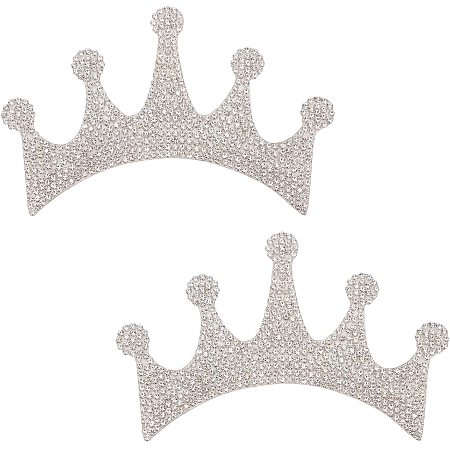 SUPERFINDINGS 2Pcs Bling Crown Shape Glass Rhinestone Waterproof Sticker for Decorate Cars Bumper Window Laptops Luggage, Crystal 65x100x1.5mm