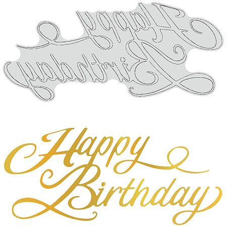 GLOBLELAND Happy Birthday Hot Foil Plate for DIY Foil Paper Embossing Scrapbooking Decor Greeting Cards Making Wedding Invitation,Matte Platinum,6x2.7Inches