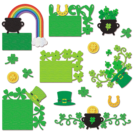 Saint Patrick's Day Carbon Steel Cutting Dies Stencils, for DIY Scrapbooking, Photo Album, Decorative Embossing Paper Card, Stainless Steel Color, Clover, 103~143x69~80x0.8mm, 2pcs/set