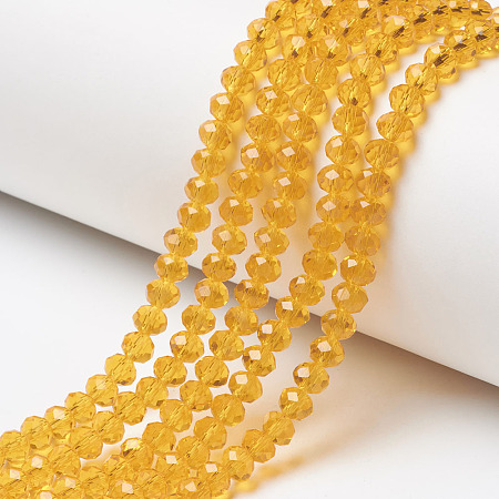Honeyhandy Glass Beads Strands, Faceted, Rondelle, Orange, 10x8mm, Hole: 1mm, about 65~66pcs/strand, 20.8~21.2 inch(53~54cm)