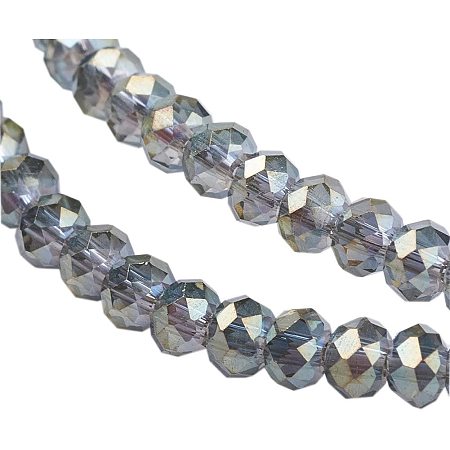 NBEADS 10 Strands Full Rainbow Plated Faceted Abacus Gray Electroplate Glass Beads Strands with 2.5x2mm,Hole: 1mm,About 200pcs/strands