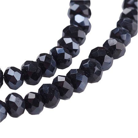 NBEADS 30 Strands Hematite Plated Faceted Abacus Glass Bead Strands with 3x2mm,Hole:0.5mm,about 147pcs/strand