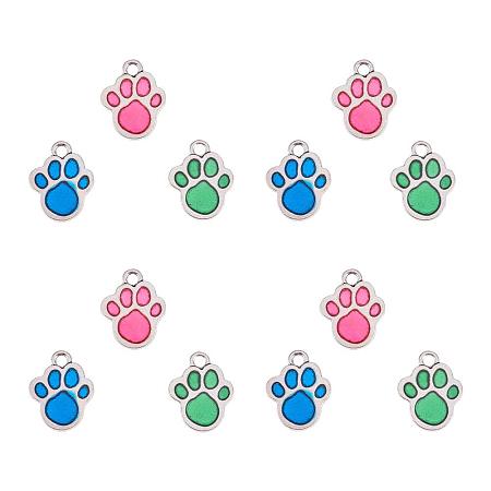 PandaHall Elite 30pcs Puppy Dog Paw Enamel Pendants Charms Animal Paw Pendants Beads for Bracelet Earring Necklace Bracelet Making, 3 Color