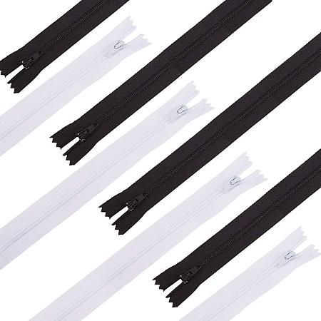 BENECREAT 100PCS 9 Inch (24cm) White and Black Invisible Nylon Coil Zippers Bulk Tailor Sewer Craft Tool for Tailor Sewing Crafts