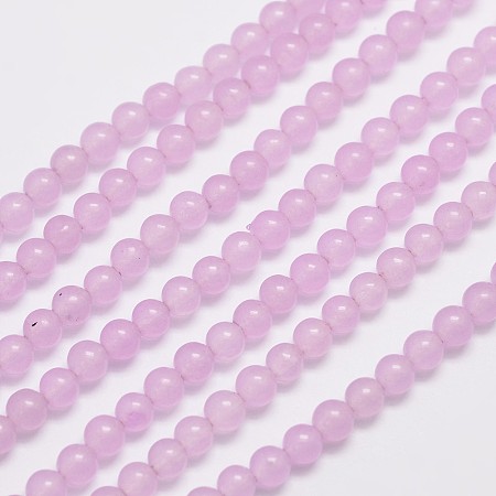 Honeyhandy Natural & Dyed Malaysia Jade Bead Strands, Round, Plum, 4mm, Hole: 0.8mm, about 92pcs/strand, 15 inch