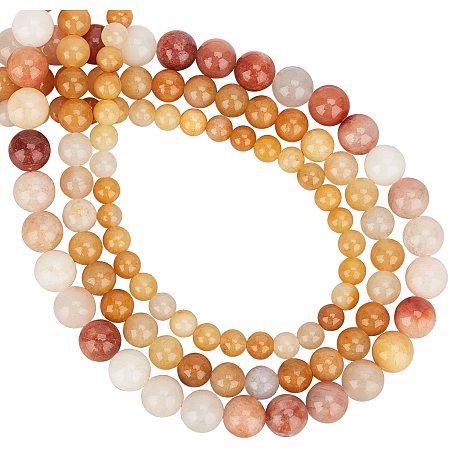 CHGCRAFT 3 Sizes 3 Strands Round Beads Natural Beads Polished Beads for Craft DIY Jewelry Making Beads Garland Mixed