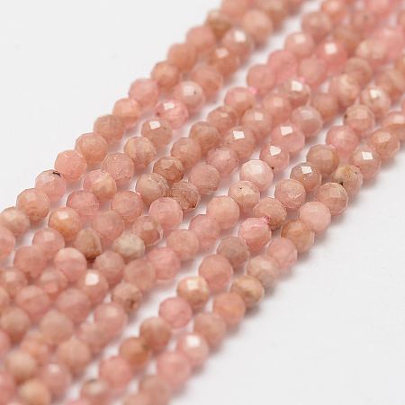 Honeyhandy Natural Rhodochrosite Beads Strands, Grade AA, Faceted, Round, 2mm, Hole: 0.5mm, about 160~179pcs/strand, 12.5 inch~12.9  inch(320~330mm)