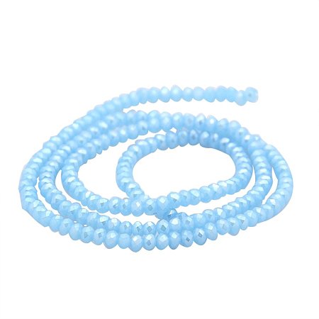 NBEADS 1 Strand AB Color Plated Faceted Abacus LightSkyBlue Glass Beads Strands with 3x2mm,Hole: 1mm,about 198pcs/strand