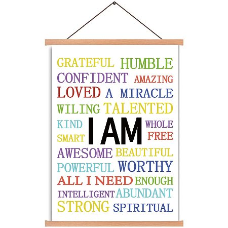 Arricraft Poster Hanger Self-Motivation Phrases Magnetic Wooden Poster I am Awesome Hangers Poster with Hanger Canvas Wall Art for Walls Pictures Prints Maps Scrolls 17.3x11in
