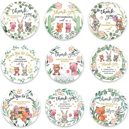 GLOBLELAND 9Pcs Animals Themed Pinback Buttons Flowers and Leaves Wreath Brooch Pins Picnic Camping Button Badges for Adults Kids Men or Women, 2.3Inch, Mixed Color, Matte Surface