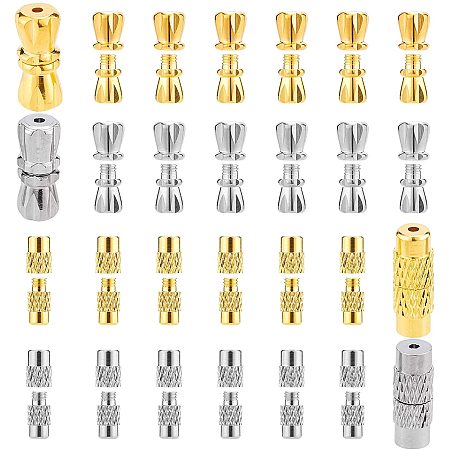 SUNNYCLUE 1 Box 120 Sets 2 Styles 2 Colors Brass Screw Twist Clasps Column Barrel Screw Clasps Tube Fastener Jewelry Cord End Caps for DIY Jewelry Making Bracelet Necklace Crafts Supplies