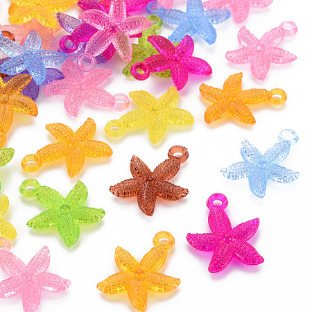 ARRICRAFT Plastic Pendants, Starfish, Mixed Color, 23.5x19x4mm, Hole: 2.5mm, about 1000pcs/bag