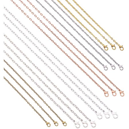PandaHall Elite 48 Pack Necklace Chains, 6 Color Round Links Cable Chain with Lobster Clasps Cable Chain Bulk for DIY Necklace Jewelry Making, 17” Long