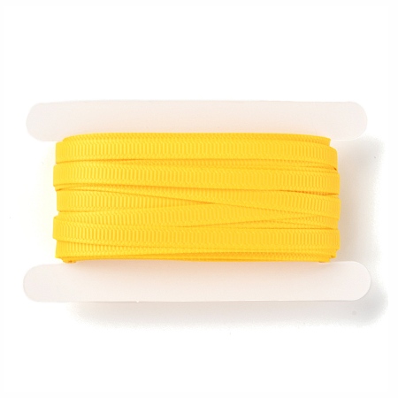 ARRICRAFT Polyester Grosgrain Ribbon,  for DIY Handmade Craft, Gift Decoration, Yellow, 1/4 inch(5mm), about 10.93 yards (10m)/card