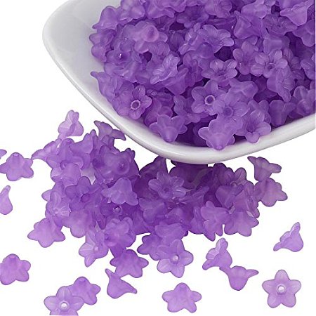 ARRICRAFT 500g (About 5000 pcs) Flower Frosted Transparent Acrylic Beads 10x5mm, Dark Orchid