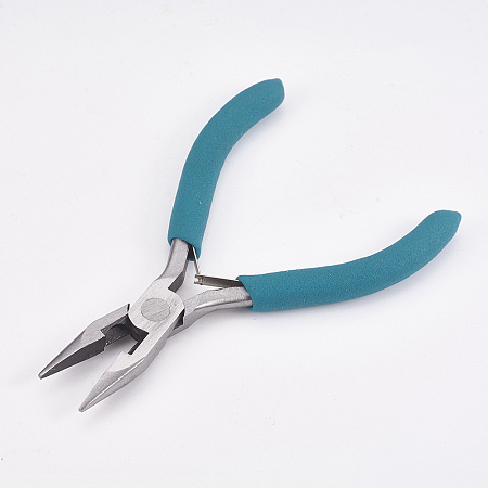 ARRICRAFT 45# Carbon Steel Jewelry Pliers, Needle Nose Pliers, Polishing, Deep Sky Blue, Stainless Steel Color, 12x7.8x0.9cm