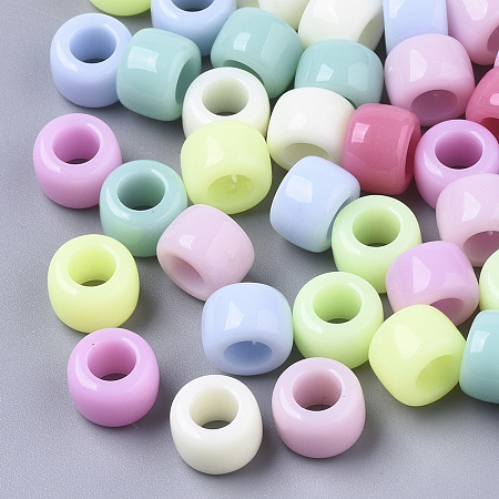 Arricraft Opaque Acrylic European Beads, Large Hole Beads, Ring, Mixed Color, 8.5x6mm, Hole: 4.5mm, about 1950pcs/500g