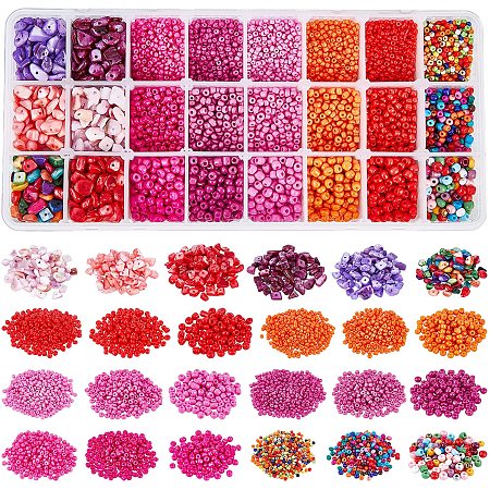 NBEADS 1 Box Seed Beads and Shell Chip Beads, Baking Paint Glass Beads with Dyed Freshwater Shell Chip Beads for DIY Crafting Jewelry Making, Mixed Colors