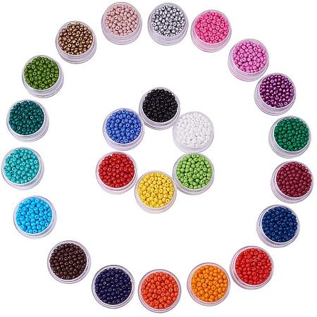 PandaHall Elite 4000pcs 24 Colors 6/0 Multicolor Beading Glass Seed Beads 4mm Round Pony Bead Mini Spacer Beads with Container Box for Bracelet Jewelry Making Crafting
