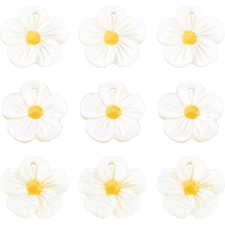BENECREAT 12Pcs Natural Freshwater Shell Flower Pendants Pearl Shell Pendants for Earring Bracelet DIY Craft Making