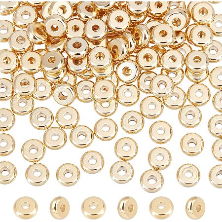DICOSMETIC 150pcs 5mm Golden Flat Round Spacer Beads 304 Stainless Steel Disc Loose Beads Tiny Metal Beads Small Hole Beads for Necklace Bracelet Jewelry Making,Hole:1.5mm