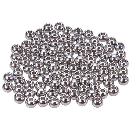 NBEADS 100 Pcs 6mm Metal Spacer Beads 304 Stainless Steel Rondelle Beads, Metal Loose Beads for DIY Bracelet Jewelry Making