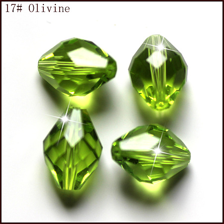 Honeyhandy Imitation Austrian Crystal Beads, Grade AAA, Faceted, Bicone, Yellow Green, 6x9.5mm, Hole: 0.7~0.9mm