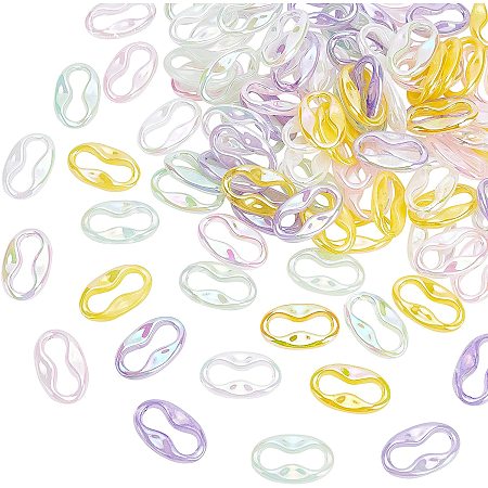 Pandahall Elite 100pcs 5 Colors Acrylic Linking Rings, Frosted Transparent Quick Link Connectors Curb Chains Rings Suitable for Summer Earring Necklace Jewelry Craft Making
