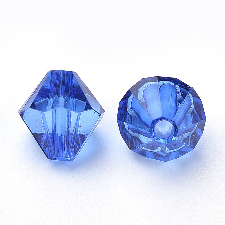 Honeyhandy Transparent Acrylic Beads, Bicone, Blue, 6x5.5mm, Hole: 2mm, about 6120pcs/500g