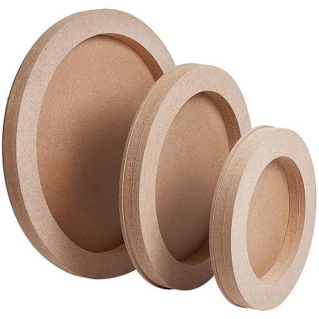 OLYCRAFT 3pcs Wood Canvas Boards Round Wood Painting Boards, Unfinished Wood Paint Pouring Panel Boards for Painting Crafts (5.7