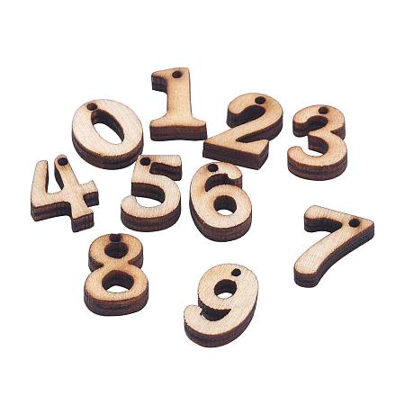 ARRICRAFT 200 pcs Wooden Number Beads Wooden Pendant with 1~2mm Hole for Jewelry DIY Craft Making, Camel