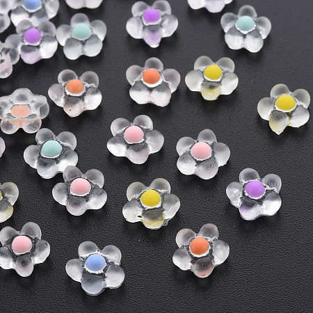 ARRICRAFT Transparent Resin Cabochons, Flower, Mixed Color, 7.5x7.5x3mm