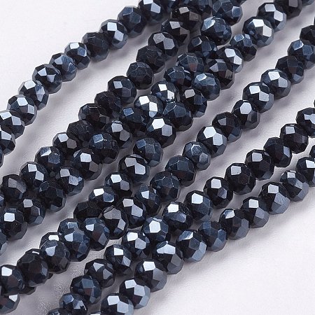 NBEADS 1 Strand 3mm Hematite Plated Glass Bead Strand about 147pcs/strand 13 Inch for Jewelry Making and Beading Decoration Beads