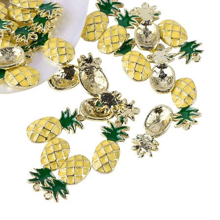 ARRICRAFT 10pcs Pineapple Shape Alloy Enamel Pendants Beads Findings for Bracelet Earring Necklace Key Chain DIY Craft Making, Hole: 2mm
