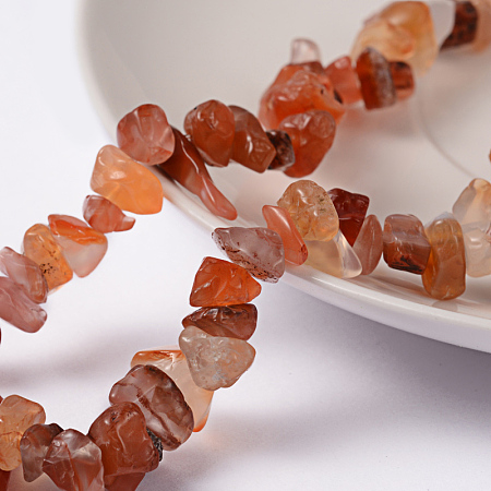 Honeyhandy Gemstone Beads Strands, Natural Carnelian, Orange Red, 5~8mm, Hole: 0.3mm, 32~34 inch