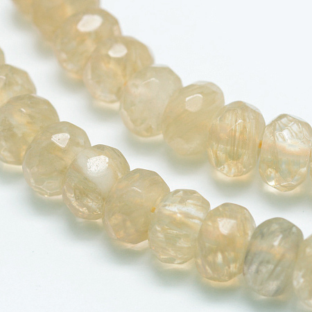 Honeyhandy Faceted Coffee Watermelon Stone Glass Beads Strands, Rondelle, Wheat, 8x5mm, Hole: 1mm, about 76pcs/strand, 15.2 inch