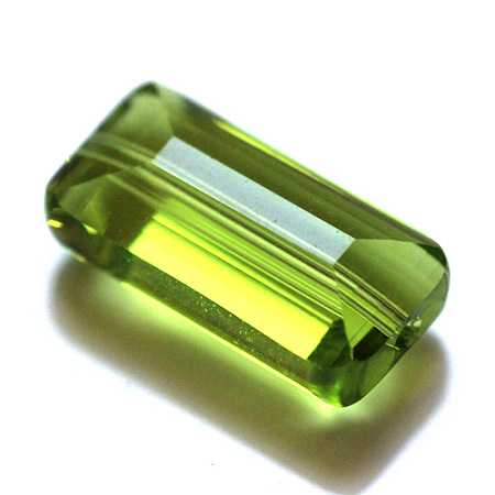 Honeyhandy Imitation Austrian Crystal Beads, Grade AAA, Faceted, Rectangle, Yellow Green, 10x15.5x7mm, Hole: 0.9~1mm