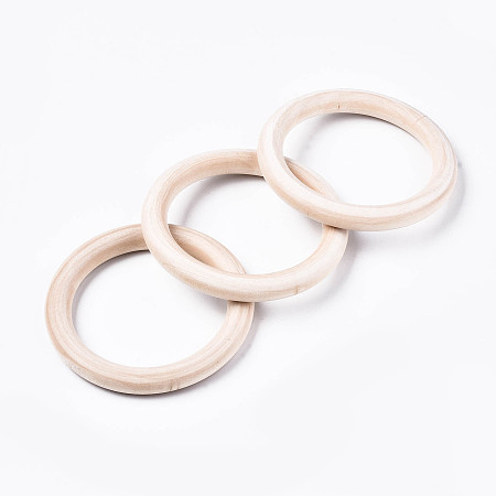 Honeyhandy Unfinished Wood Linking Rings, Natural Macrame Wooden Rings, Ring, PapayaWhip, 78~80x10mm, Hole: 58.5~59.5mm