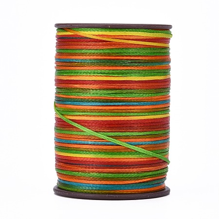 Honeyhandy Flat Waxed Thread String, Micro Macrame Cord, for Leather Sewing Stitching, Colorful, 0.8mm, about 109.36 yards(100m)/roll