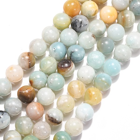 Honeyhandy Natural Flower Amazonite Beads Strands, Round, 8mm in diameter, hole: 0.8mm, , about 49 pcs/strand, 15.5 inch