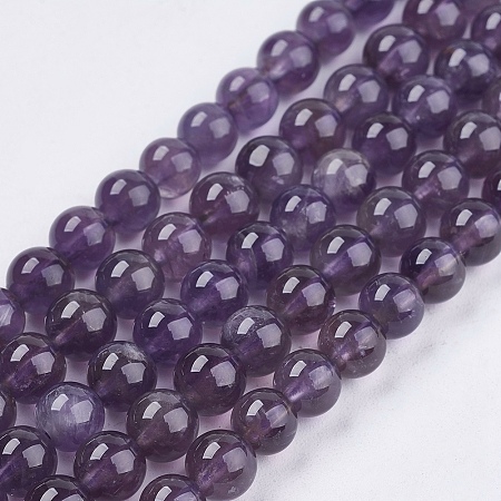 Arricraft Natural Gemstone Beads Strands, Amethyst, AB Grade, Round, Purple, 6mm