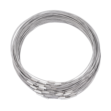 Unicraftale Stainless Steel Wire Necklace Cord DIY Jewelry Making, with Brass Screw Clasp, Dark Gray, 17.5 inches, 1mm