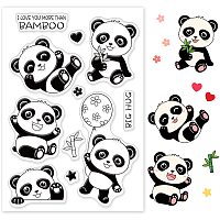 GLOBLELAND Panda Silicone Clear Stamps Animals Transparent Stamps for Birthday Valentine's Day Party Cards Making DIY Scrapbooking Photo Album Decoration Paper Craft