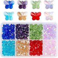 NBEADS 200 Pcs Crystal Butterfly Beads, 8 Colors Transparent Glass Beads Faceted Butterfly Charms for DIY Jewelry Making and Home Decoration