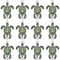 CHGCRAFT 40Pcs Enamel Sea Turtle Pendant Links Double Loops Ocean Animal Tortoise Platinum Plated Sea Turtle Charm Links for Jewelry Making, Hole: 1.6mm