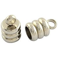 UNICRAFTALE 100pcs 304 Stainless Steel Cord Ends Cord Crimp End Caps Silver Tone 2mm Hole End Cap Terminator for Leather Cord Jewelry Makig 9x6mm
