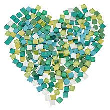 Glitter Glass Cabochons, Mosaic Tiles, for Home Decoration or DIY Crafts, Square, Mixed Color, 10x10x4mm; about 282pcs/box