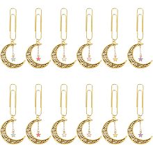 OLYCRAFT 12Pcs Moon and Star Paperclips 3.8 Inch Alloy Pendant Paper Clip with Moon Star Charms Metal Paper Clips for Paper Document Note Sorting and Organizing - 6 Colors