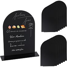 GLOBLELAND 12 Pack Acrylic Sign Blank Sheet with Stands Holders 5"x6" Arch Wedding Table Numbers Blank Black Arch Signs for Wedding Reception Centerpiece Event Party Birthday Party