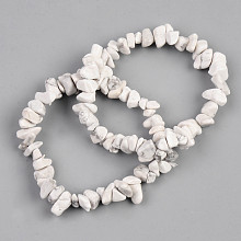 Honeyhandy Unisex Chip Natural Howlite Beaded Stretch Bracelets, Inner Diameter: 1-3/4~2 inch(4.5~5cm)